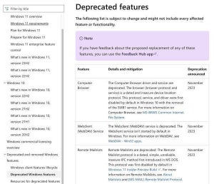 Microsoft、WebDAVを含む3つの機能をWindowsから非推奨へ