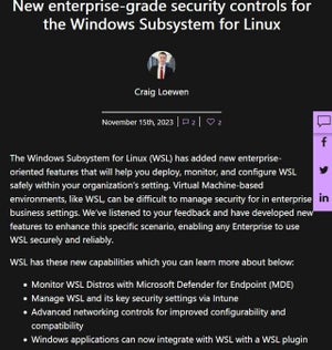 Microsoft、組織内でのWSL活用にエンタープライズセキュリティコントロール