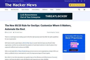 SOCの作業の80%を自動化して20%は人間が行う「SecOps80/20ルール」の適用を