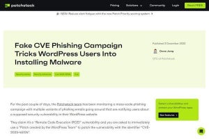 脆弱性修正をエサに不正なWordPressのプラグイン配布するフィッシングに注意