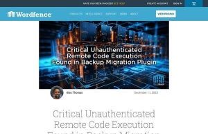 人気WordPressプラグイン「Backup Migration」に緊急の脆弱性、更新を