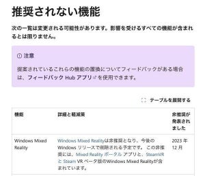 Microsoft、Windowsで「Windows Mixed Reality」を非推奨に変更