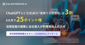 生成AI「業務で日常利用」は8カ月前から25%増、Exa Enterprise AIが調査