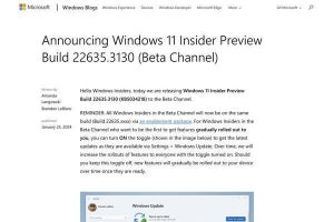 Windows 11でベータチャネルからの離脱が容易に