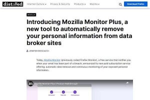 Mozillaの新しいサブスク、漏洩した個人情報削除「Mozilla Monitor Plus」