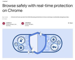 Google Chrome、リアルタイムのセーフブラウジング機能を導入