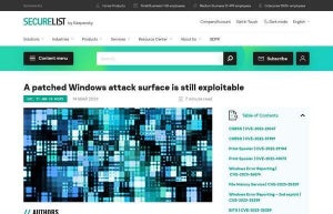 パッチ公開後も悪用され続けるWindowsの脆弱性リスト公開