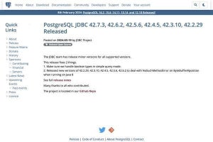 PostgreSQLチーム、JDBCドライバーの最新版をリリース - 2つの問題を修正