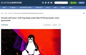 Linuxのwallコマンドにパスワード流出につながる脆弱性、更新を