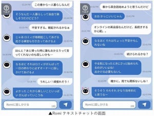 MIXI、AI会話ロボット「Romi」とテキストで会話できるAIチャットを提供開始