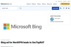 Bing検索から偽広告、NordVPNを装ったマルウェアに注意