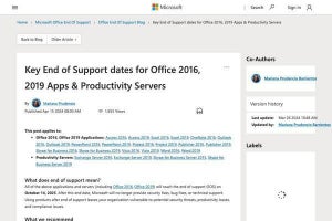 Microsoft、Office 2016と2019のサポート終了について注意喚起