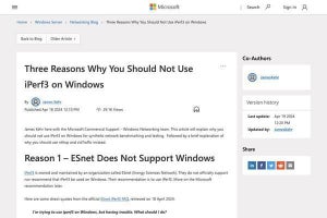 WindowsユーザーはiPerf3を避けるべき、Microsoftが否定的見解示す