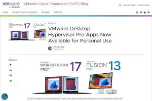 VMware Workstation Pro 17とFusion Pro 13の個人利用を無償に