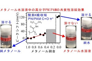 水とエタノールには溶けるが混合液には溶けない高分子の謎を分子研などが解明