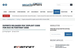 FortiSIEMの緊急脆弱性のPoCが公開、ただちに更新を