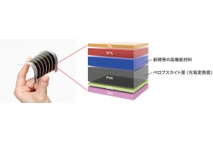 キヤノン、ペロブスカイト太陽電池の耐久性と量産安定性の向上に寄与する高機能材料を開発