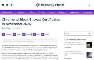 Chromeで認証局「Entrust」を信頼しないと決定、有効期限後は警告表示