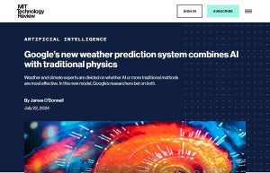 GoogleからAIを使った気象予報モデル、従来と同程度の精度を達成