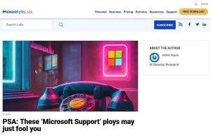 Microsoft公式サイトのMicrosoftサポート詐欺発見、だまされないように