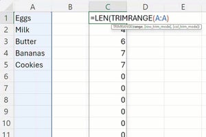 Excelβ版に範囲の端から空の行を削除するTRIMRANGE関数