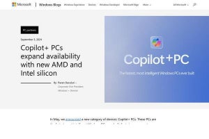 IntelおよびAMD製CPU搭載したCopilot+ PCが11月に登場