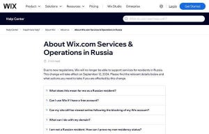 Wix.comがロシアのサービス停止を発表、Webサイトはすべて削除