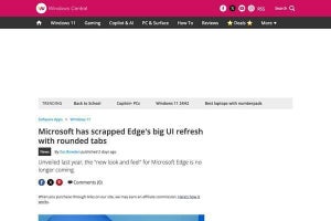 Microsoft Edgeの丸みを帯びたデザイン計画、正式に廃止される