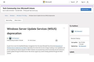 Microsoft、Windows Server Update Services(WSUS)の廃止発表