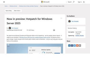 Windows Server 2025、再起動不要のセキュリティアップデート提供開始(プレビュー)