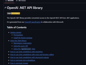 「OpenAI .NET APIライブラリー」が安定版のv2.0.0へ