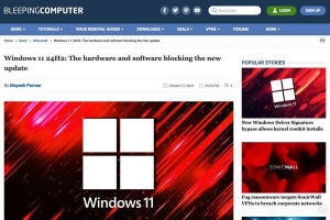 特定のハードウェアでWindows 11 24H2アップデート後に問題発生