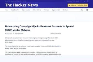 Facebookアカウントを乗っ取りYouTubeなどで情報窃取マルウェア拡散、警戒を