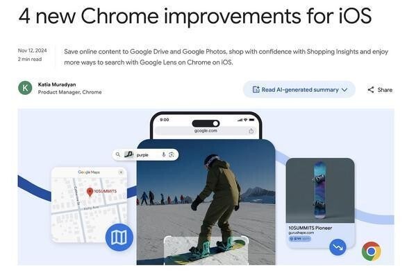 iOS版Google Chromeに4つの新機能登場、画像とテキストの同時検索など