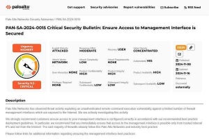 Palo Alto NetworksのPAN-OSに緊急の脆弱性、攻撃が進行中