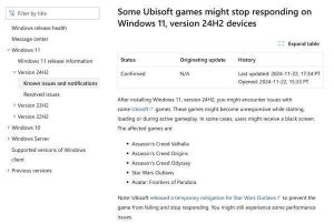 Windows 11 24H2でUbisoftのゲームが動作しなくなる問題発生中
