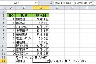 ビジネスIT基礎 Excel関数講座 第52回 最も多い日にちを調べたい MODE.SNGL関数