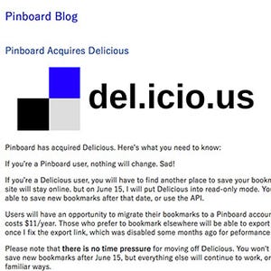シリコンバレー101 第710回 クラウドサービスの下剋上、インディWebサービスPinboardがDe.lici.ous買収